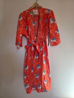 Printfresh Organic Cotton Long Robe in Moon Flight - XXS/XS NWT
